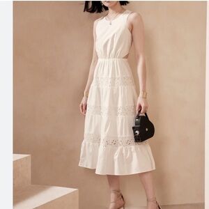 Banana Republic lace trim dress white maxi Small Tall